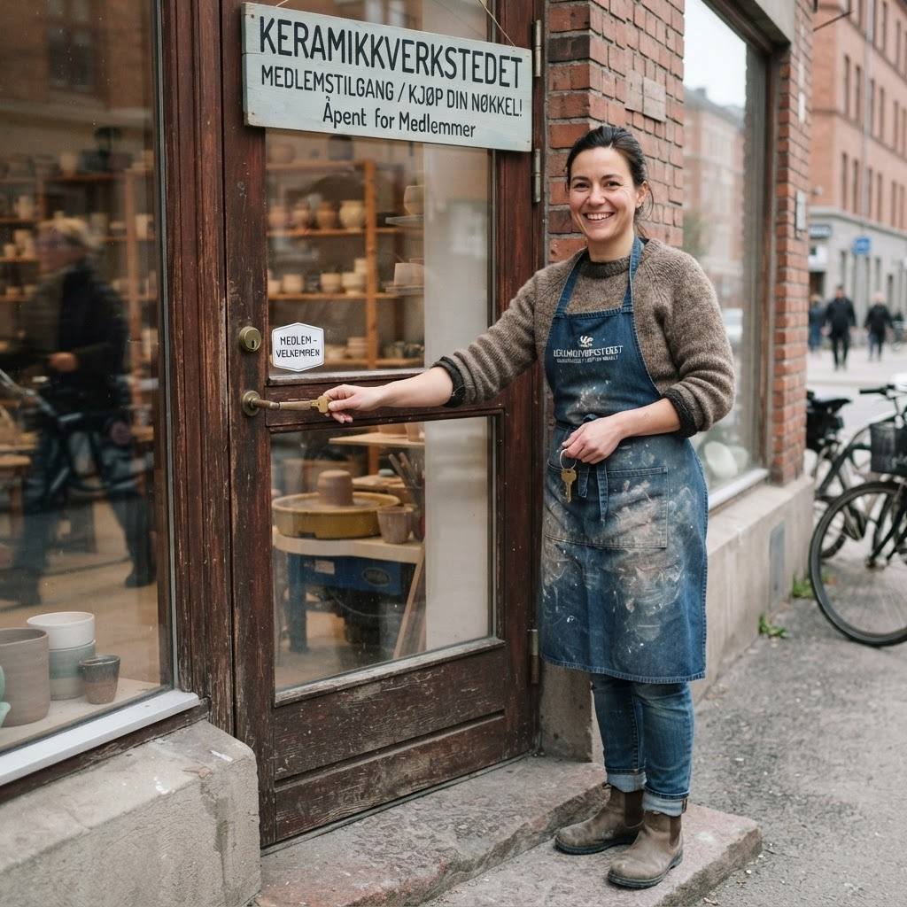 Medlem jobber ved dreieskiva i verkstedet hos Lissom